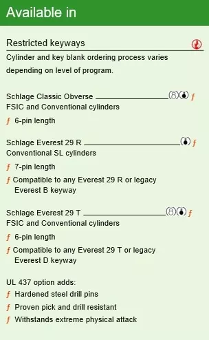 Schlage cylinders with Primus XP features