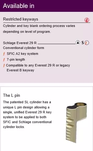 Patented Everest 29 SL Schlage cylinder availability